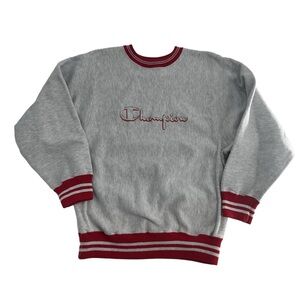 Vintage 90s Champion Reverse Weave Sweatshirt Mens Large Grey Red‎ Crew Spellout